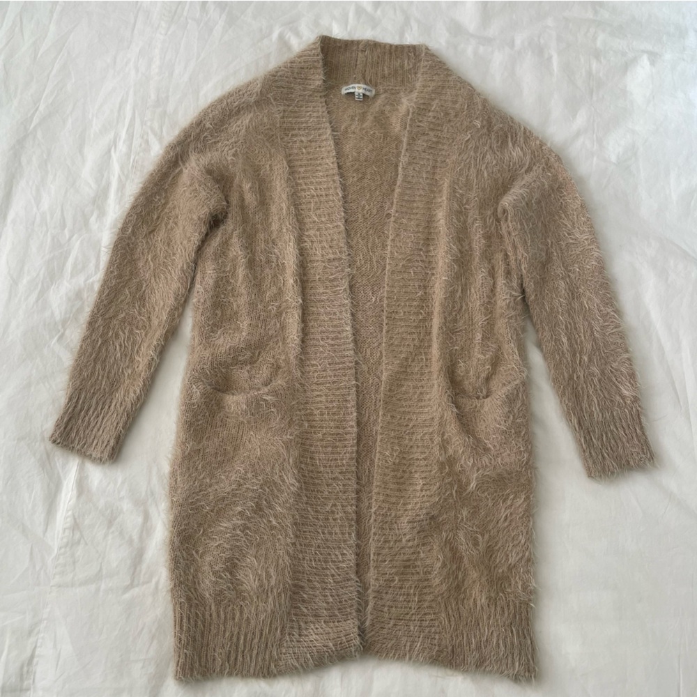 Woven Heart Furry Tan Cardigan